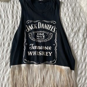 One of a kind Jack Daniels fringe tank top